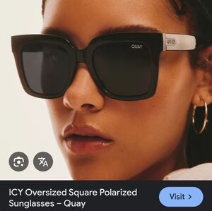 Quay Icy Polarized Black Oversized Square Sunglasses New With Case